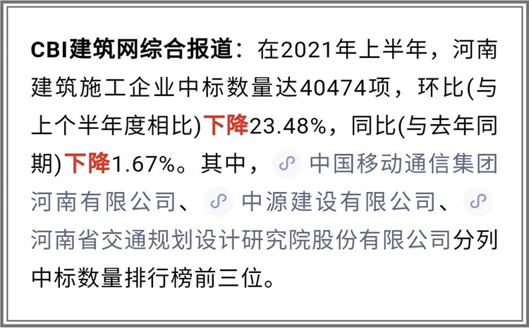 英国威廉希尔公司建设有限公司2021年上半年进入全省建筑施工企业中标100强